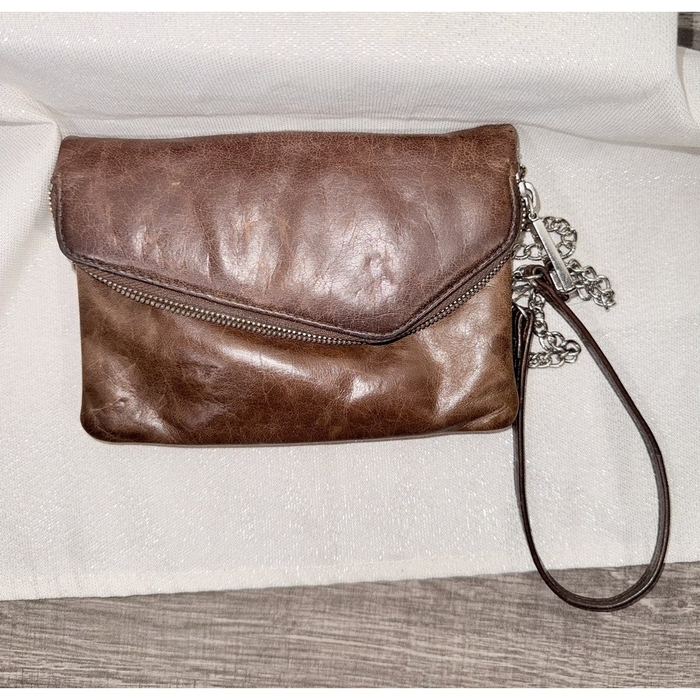 HOBO INTERNATIONAL Daria Purse Brown Leather Slim Crossbody Organizer Purse